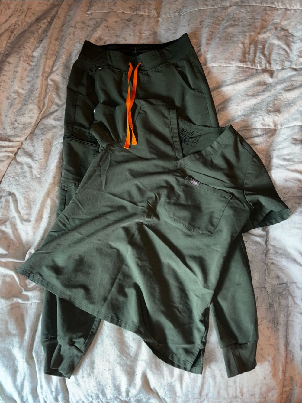 Womens Olive Green Scrub Top and Jogger Set - Figs